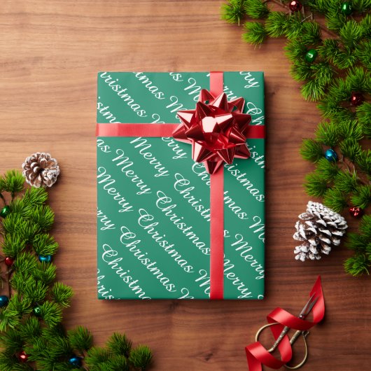 Gepersonaliseerde Moderne Vrolijke Kerst Donkergro Cadeaupapier (Feestdagen Geschenken)