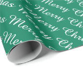 Gepersonaliseerde Moderne Vrolijke Kerst Donkergro Cadeaupapier (Rol Hoek)