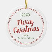 Gepersonaliseerde moderne vrolijke kerst gestippel keramisch ornament (Voorkant)