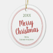 Gepersonaliseerde moderne vrolijke kerst gestippel keramisch ornament (Links)