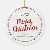 Gepersonaliseerde moderne vrolijke kerst gestippel keramisch ornament (Achterkant)