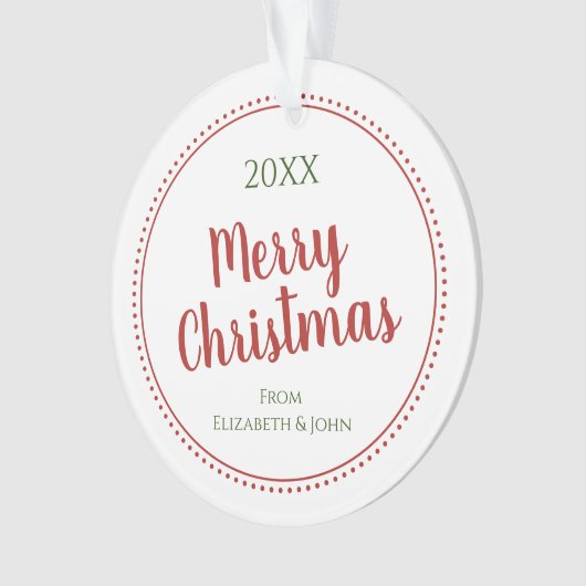 Gepersonaliseerde moderne vrolijke kerst gestippel ornament (voorkant)