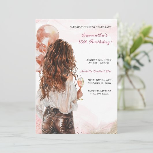 Gepersonaliseerde Moderne Vrouwen Verjaardag nodig Kaart (Staand voorkant)