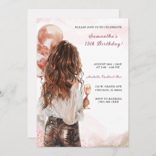 Gepersonaliseerde Moderne Vrouwen Verjaardag nodig Kaart (Voorkant / Achterkant)