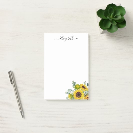 Gepersonaliseerde moderne Waterverf - Gele zonnebl Post-it® Notes (Kantoor)