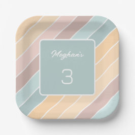 Gepersonaliseerde moderne zomer vibe romige kleure papieren bordje