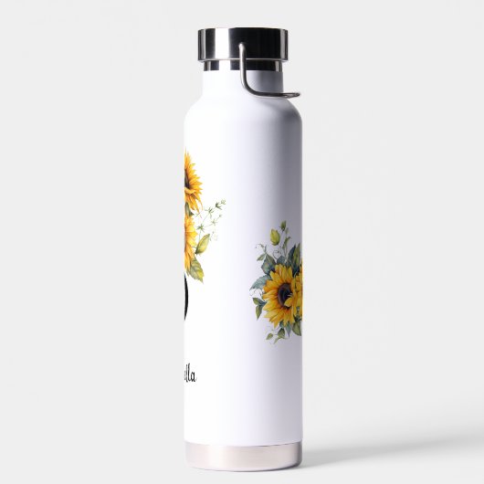 Gepersonaliseerde moderne zonnebloem waterfles (Links)