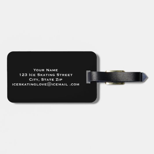 Gepersonaliseerde moderne zwart en gouden schaatse bagagelabel (Achterkant horizontaal)
