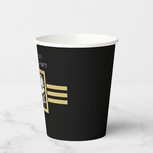 Gepersonaliseerde moderne zwart en gouden schaatse papieren bekers (Links)
