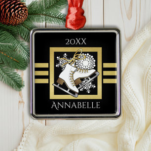 Gepersonaliseerde moderne zwart gouden glitter sch metalen ornament