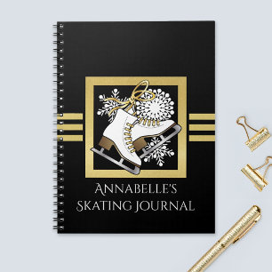Gepersonaliseerde moderne zwart gouden glitter sch notitieboek