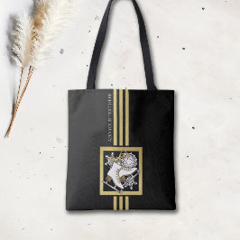 Gepersonaliseerde moderne zwart gouden glitter sch tote bag