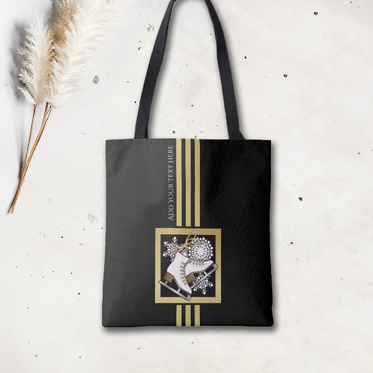 Gepersonaliseerde moderne zwart gouden glitter sch tote bag