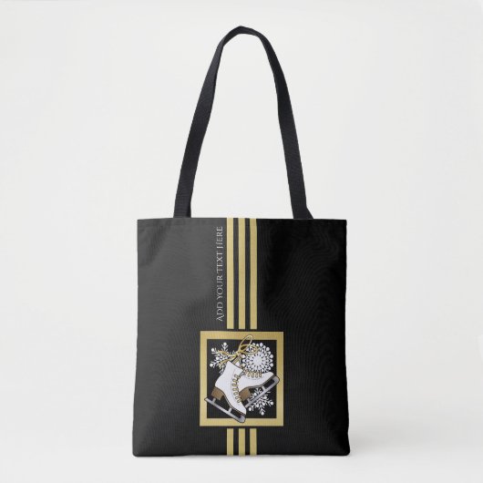 Gepersonaliseerde moderne zwart gouden glitter sch tote bag (Voorkant)