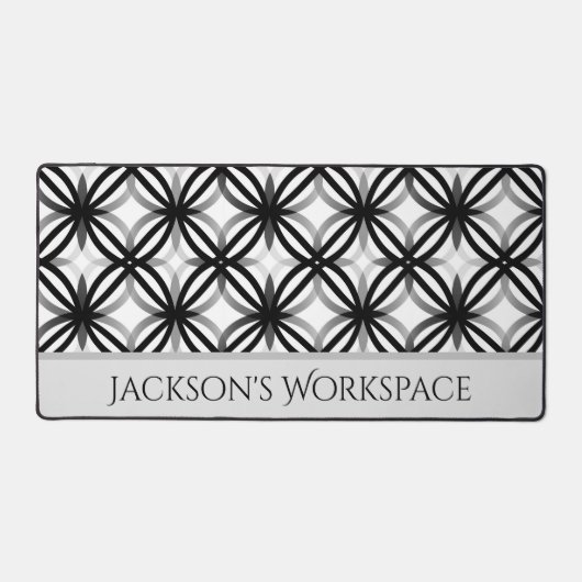 Gepersonaliseerde moderne zwart-witte bureaumat (Voorkant)