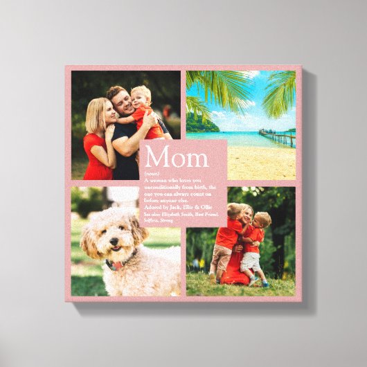 Gepersonaliseerde Moeder Definitie 4 Foto's Blush  Canvas Afdruk (Voorkant)
