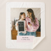 Gepersonaliseerde moeder Ik hou van je Foto Roze Sherpa Deken (Voorkant)