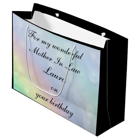 Gepersonaliseerde moeder in Wet Birthday Groot Cadeauzakje (Voorkant Gekanteld)