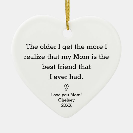 Gepersonaliseerde Moeder Keepsake Moeder Verjaarda Keramisch Ornament (Voorkant)