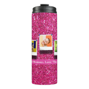 Gepersonaliseerde Moeder Mama Fotocollage Girly Pi Thermosbeker