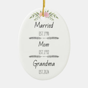 Gepersonaliseerde Moeder Oma Est Custom Jaar Keramisch Ornament