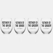 Gepersonaliseerde moeder vader bruid bruidegom bru wijnglas zonder voet (Voorkant)