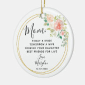 Gepersonaliseerde moeder van de Bride Floral Gift Keramisch Ornament (Links)
