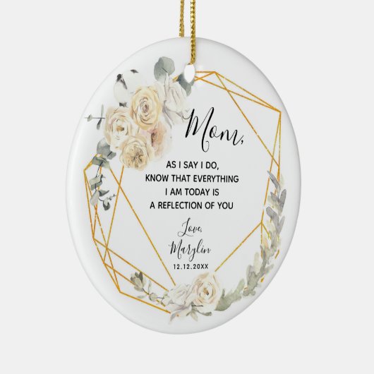 Gepersonaliseerde moeder van de Bride Floral Gift Keramisch Ornament (Rechts)