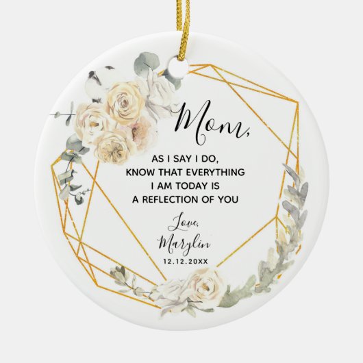Gepersonaliseerde moeder van de Bride Floral Gift Keramisch Ornament (Voorkant)