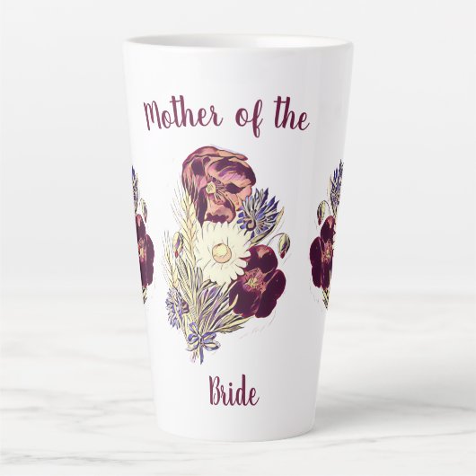 Gepersonaliseerde moeder van de Bride Floral-Water Latte Mok (Voorkant)