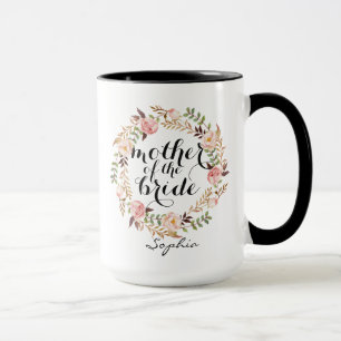 Gepersonaliseerde moeder van de Bride Floral Wreat Mok