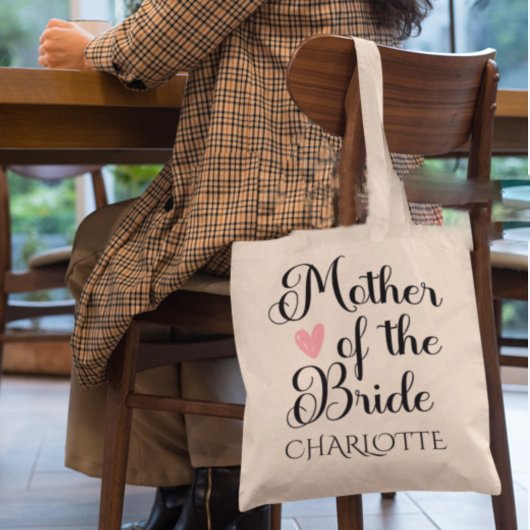 Gepersonaliseerde moeder van de bruid bruiloft tote bag