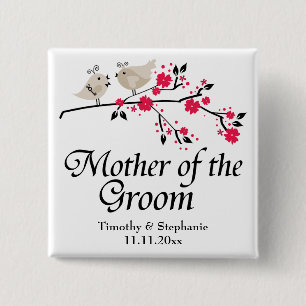 Gepersonaliseerde moeder van de bruinbruinbruiloft vierkante button 5,1 cm