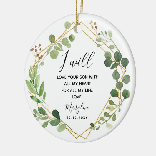 Gepersonaliseerde moeder van de groenery Gift Keramisch Ornament (Links)