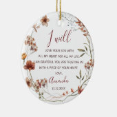 Gepersonaliseerde moeder van de Groom Boho Wildblo Keramisch Ornament (Rechts)