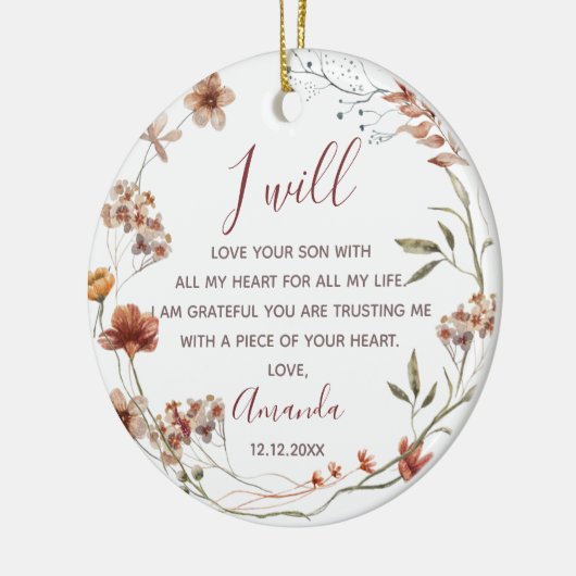 Gepersonaliseerde moeder van de Groom Boho Wildblo Keramisch Ornament (Links)