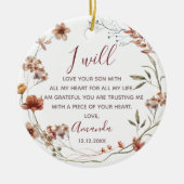 Gepersonaliseerde moeder van de Groom Boho Wildblo Keramisch Ornament (Voorkant)