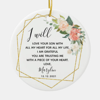 Gepersonaliseerde moeder van de groom Floral Gift Keramisch Ornament