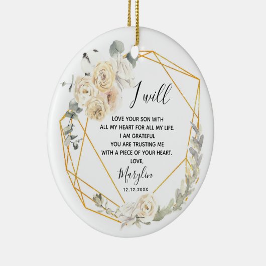 Gepersonaliseerde moeder van de groom Geometric Fl Keramisch Ornament (Rechts)