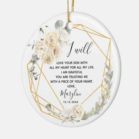 Gepersonaliseerde moeder van de groom Geometric Fl Keramisch Ornament (Links)