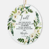 Gepersonaliseerde Moeder van de Groom White Floral Keramisch Ornament (Links)