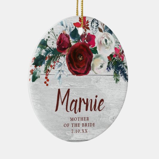 Gepersonaliseerde moeder van de kerstflora van de  keramisch ornament (Rechts)