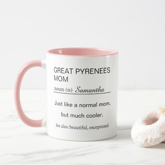 Gepersonaliseerde Moeder van de Pyreneeën Definiti Mok (Met donut)