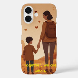 Gepersonaliseerde moeder & zoon illustratie iPhone 16 hoesje