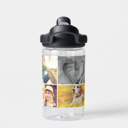 Gepersonaliseerde Moederdag aangepaste fotocollage Waterfles (Achterkant)