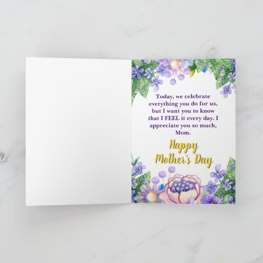 Gepersonaliseerde Moederdag bloemen3 handafdruk Kaart (Binnen)