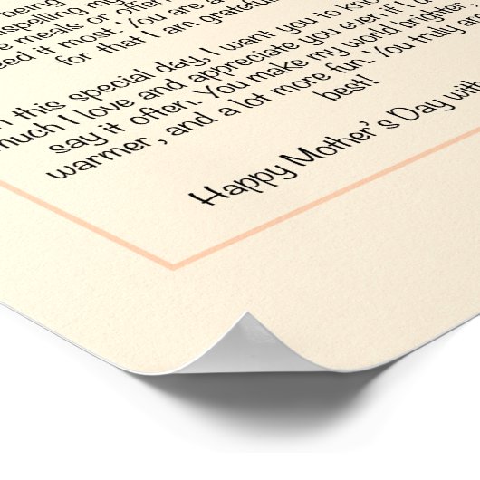 Gepersonaliseerde Moederdag-brief Poster (Hoek)