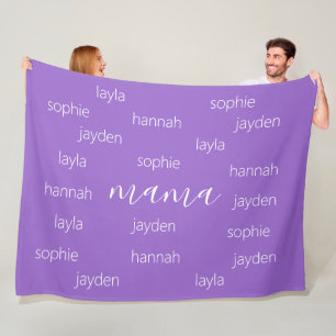 Gepersonaliseerde Moederdag cadeau voor mama Paars Fleece Deken