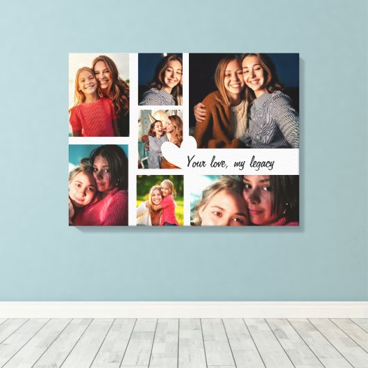 Gepersonaliseerde Moederdag Custom Photo Collage Canvas Afdruk (Insitu (Houten vloer))