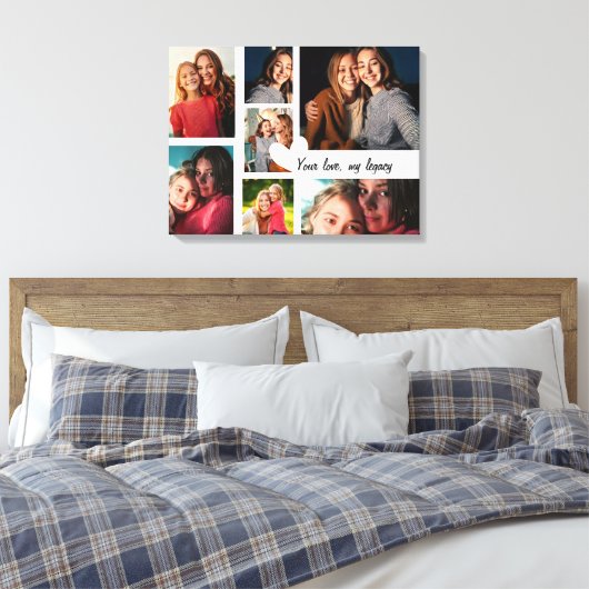Gepersonaliseerde Moederdag Custom Photo Collage Canvas Afdruk (Insitu (Slaapkamer))